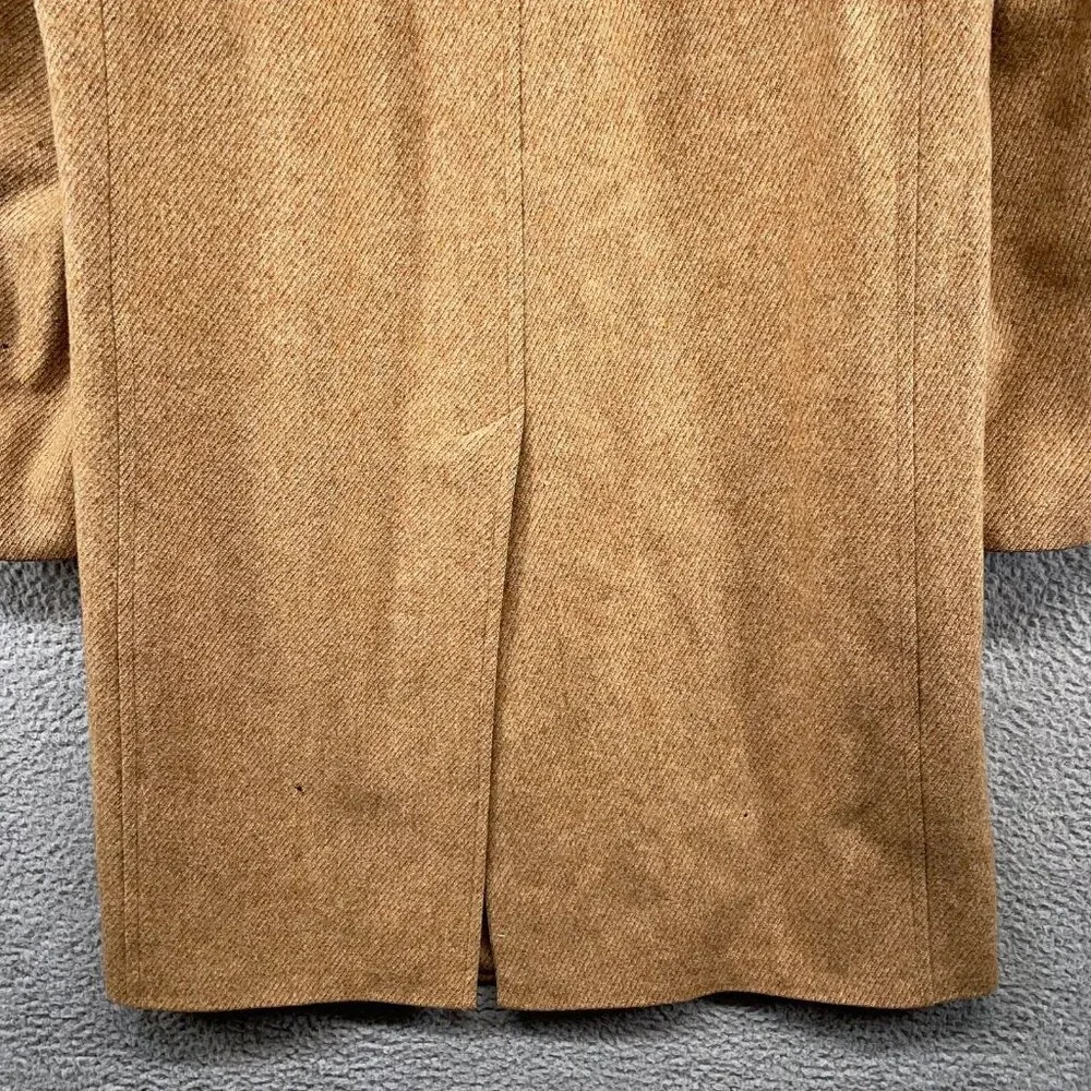 Vintage Grenadier Mens 40 Wool Tweed Single Breasted Over Coat Tan Brown Mad Men - Picture 16 of 16
